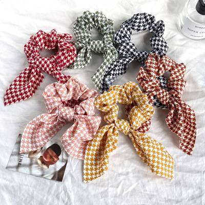 New Bowknot Elastic Grid Hair Bands Headband Hair Ties Ponytail Holder Hair Accessorie For Women Girls